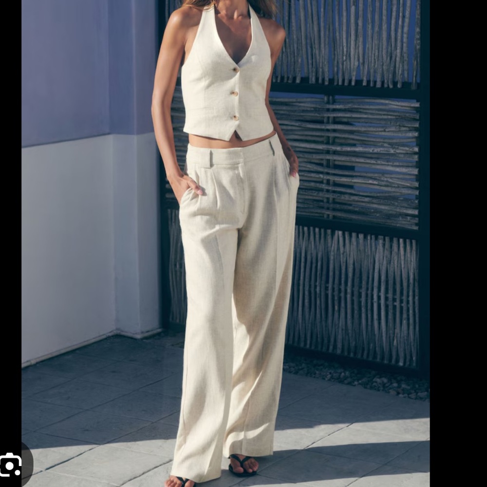 Dynamite Cream Wide-Leg Pants